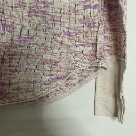 Free People We the Free Pink Combo Spaced Out Long Sleeve Cozy Knit Top Sz L - Picture 6 of 16